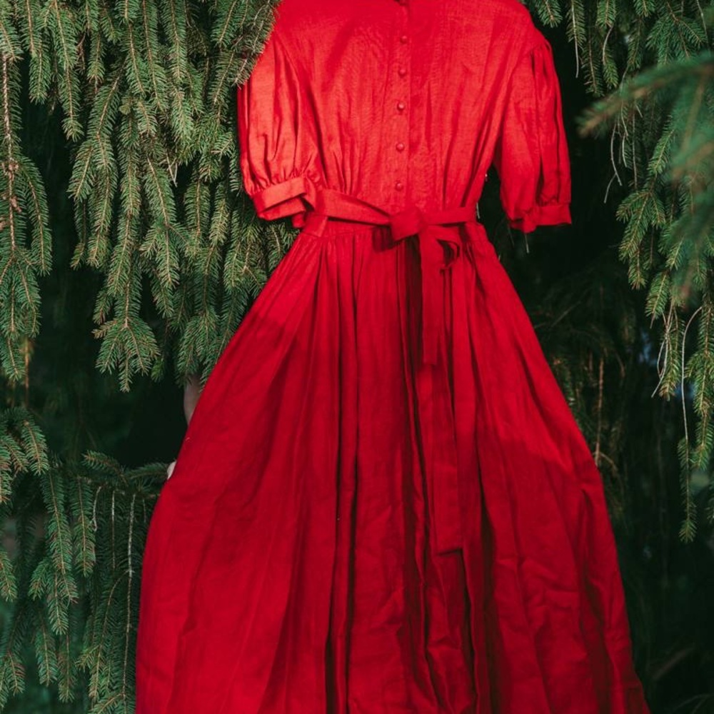 Elegant Long Sleeve Red Dress